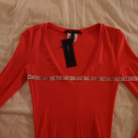 NWT Bt. Poppy BCBG MaxAzria Ruched V-Neck Midi Cocktail Dress - XXS / 00 / 0 😍 - Picture 5 of 9